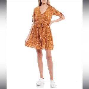 Rip curl orange patterned button down mini dress the safari sun dress in honey